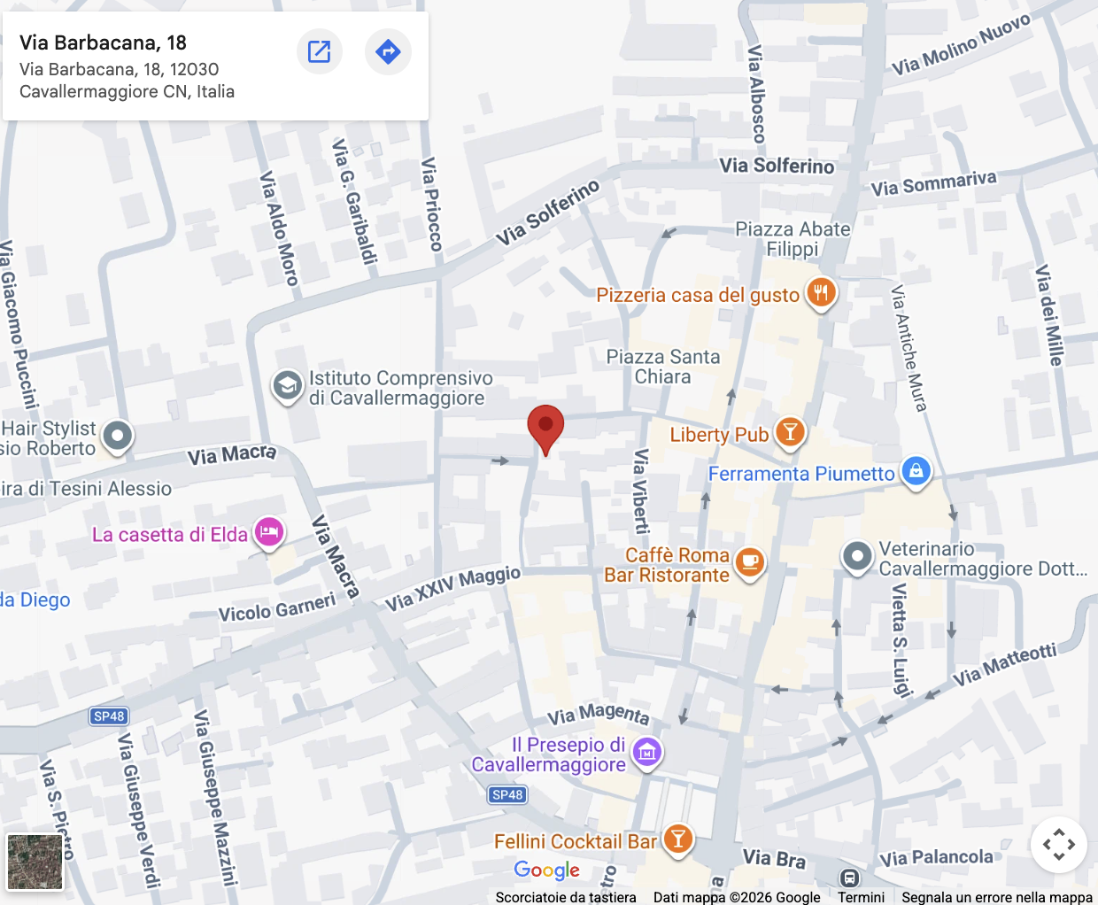Mappa dello studio in Via Barbacana 18/A a Cavallermaggiore