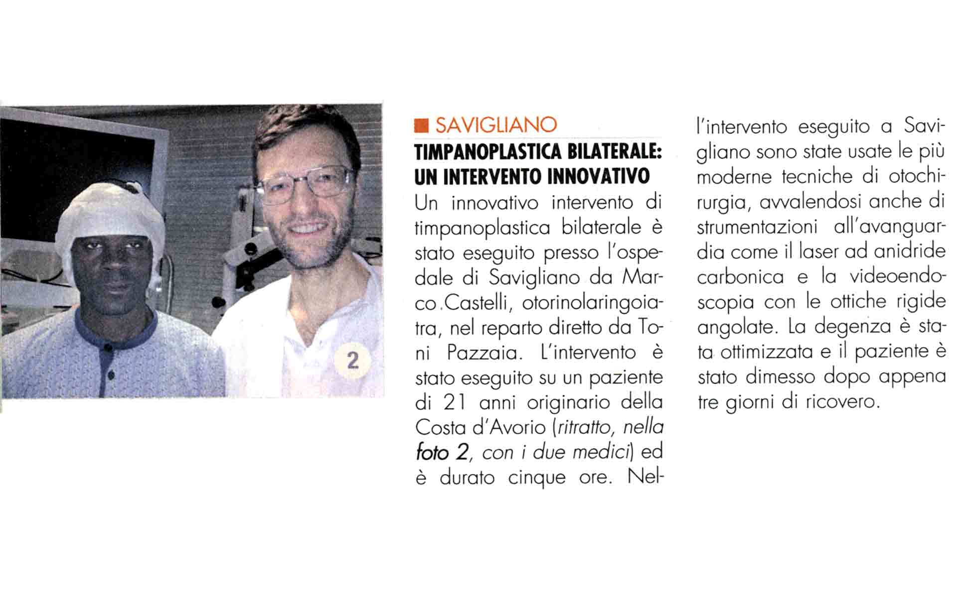 Immagine dell'articolo Timpanoplastica bilaterale: un intervento innovativo